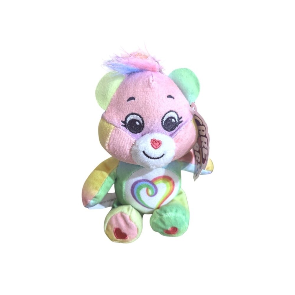 Care Bears 2022 Togetherness Bear Rainbow Tie Dye Heart Stuffed Animal 7" Plush